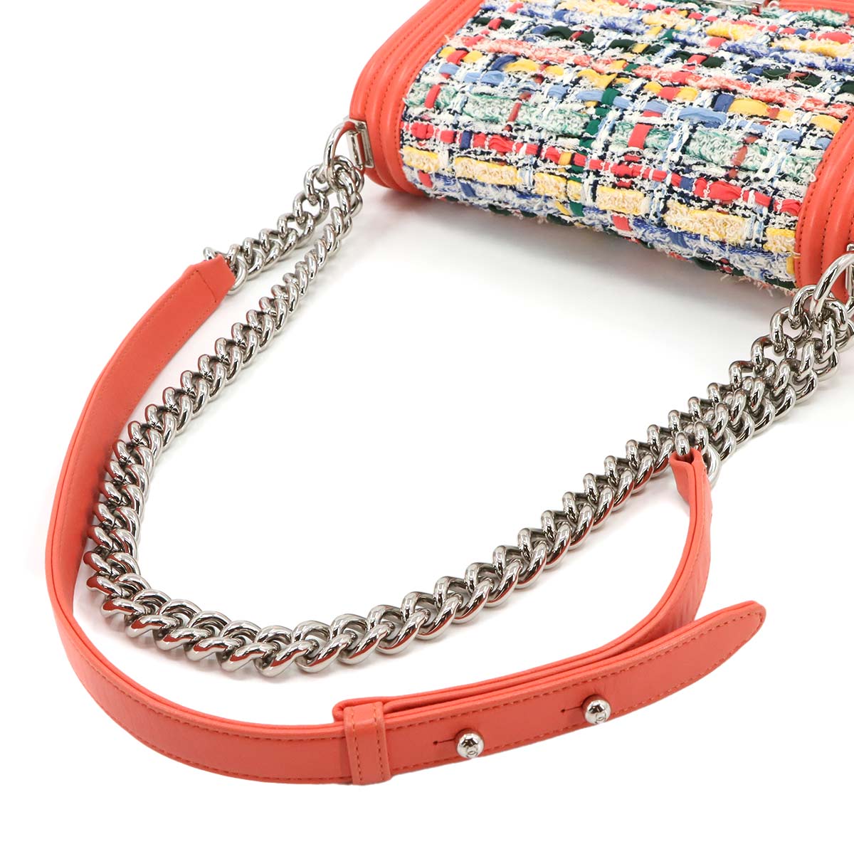 BOY CHANEL Chain Shoulder Bag Tweed Leather Multicolor A67086
