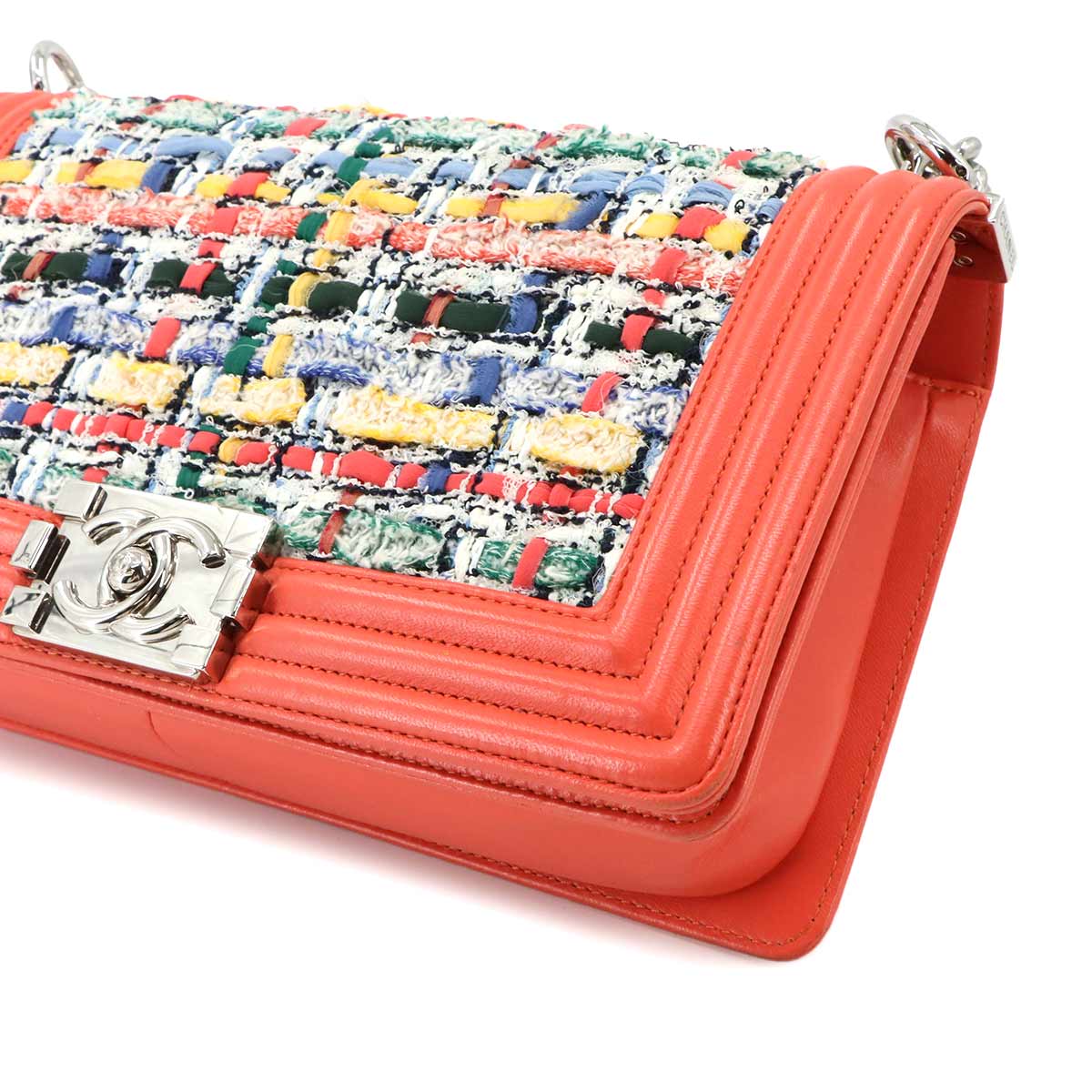 BOY CHANEL Chain Shoulder Bag Tweed Leather Multicolor A67086