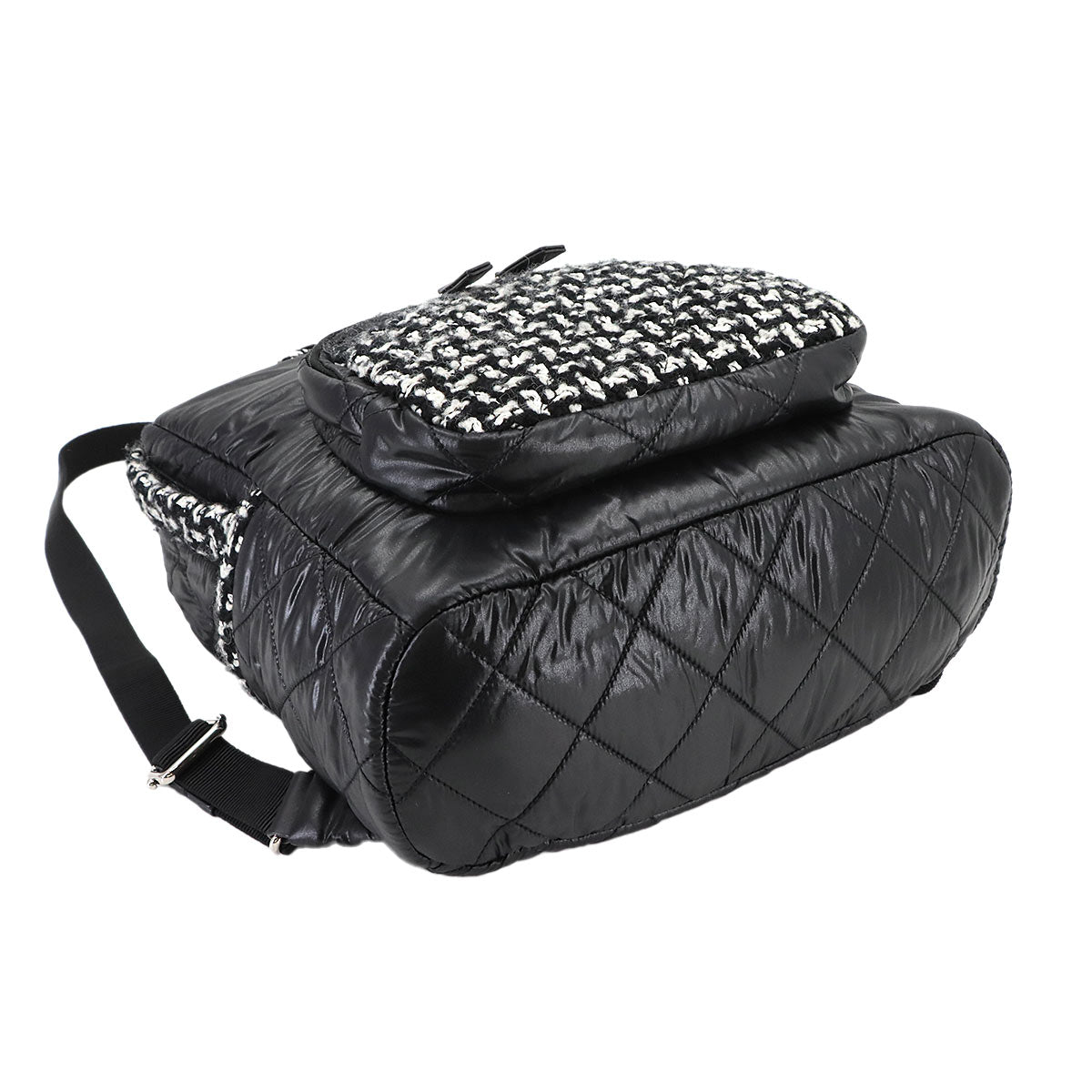 Coco Neige Back Pack Nylon Tweed Black White AS2109 Purse