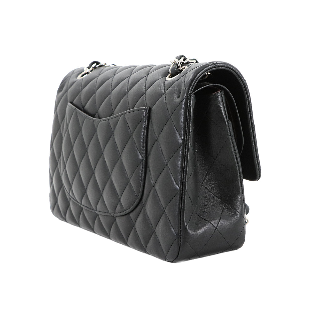 Medium Classic Double Flap Chain Bag 25cm Leather Black A01112