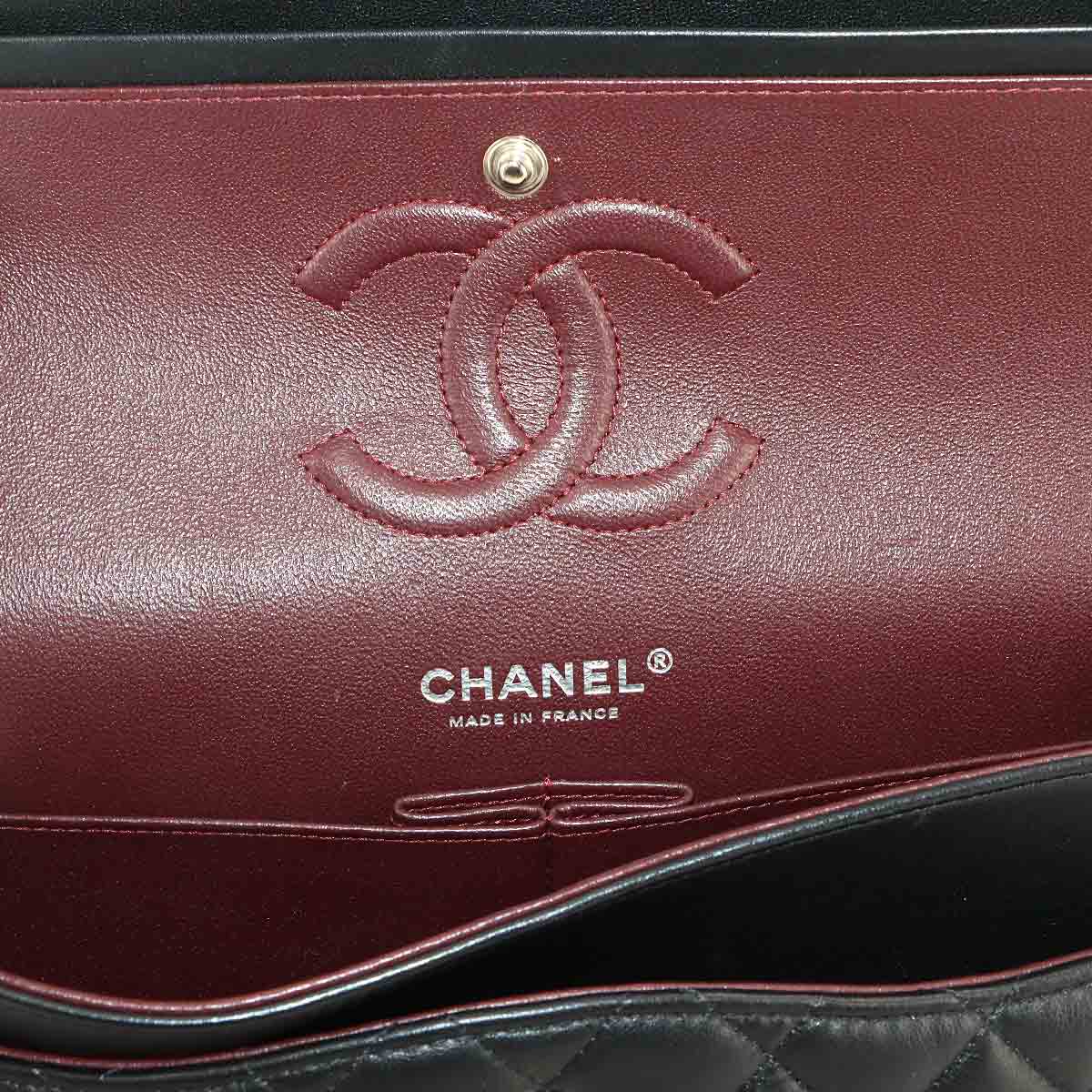 Medium Classic Double Flap Chain Bag 25cm Leather Black A01112