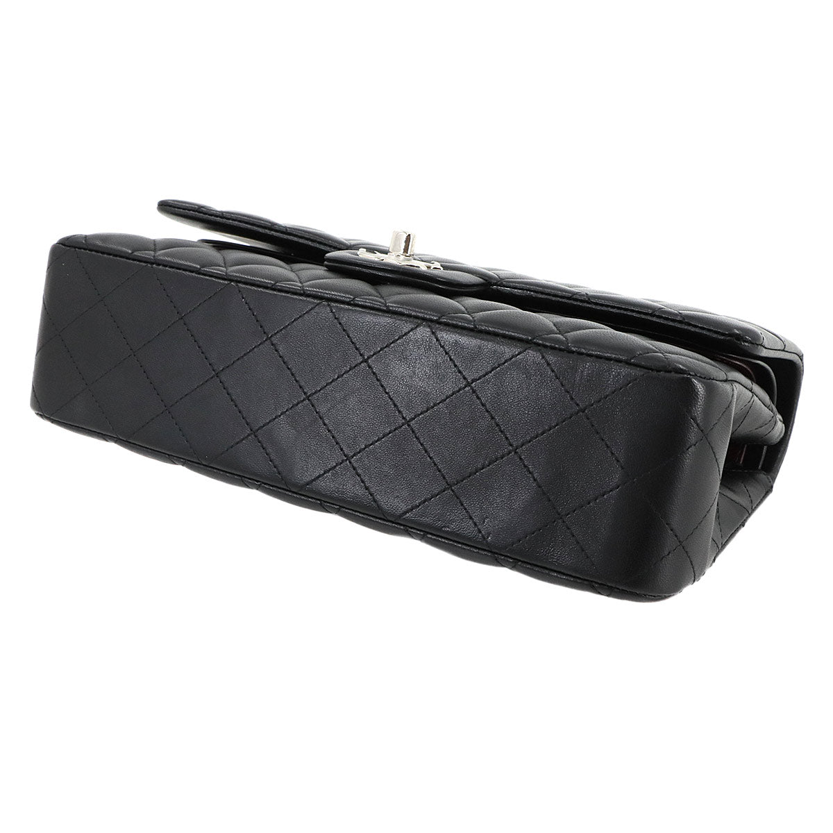 Medium Classic Double Flap Chain Bag 25cm Leather Black A01112