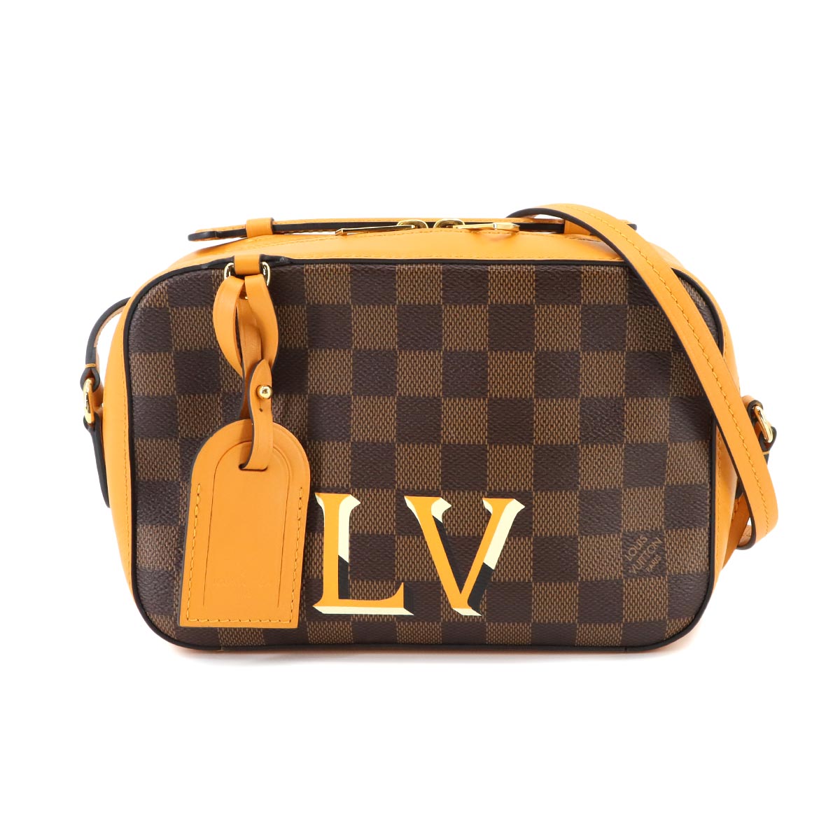 Damier Santa Monica Shoulder Bag Ebene Saffron N40179