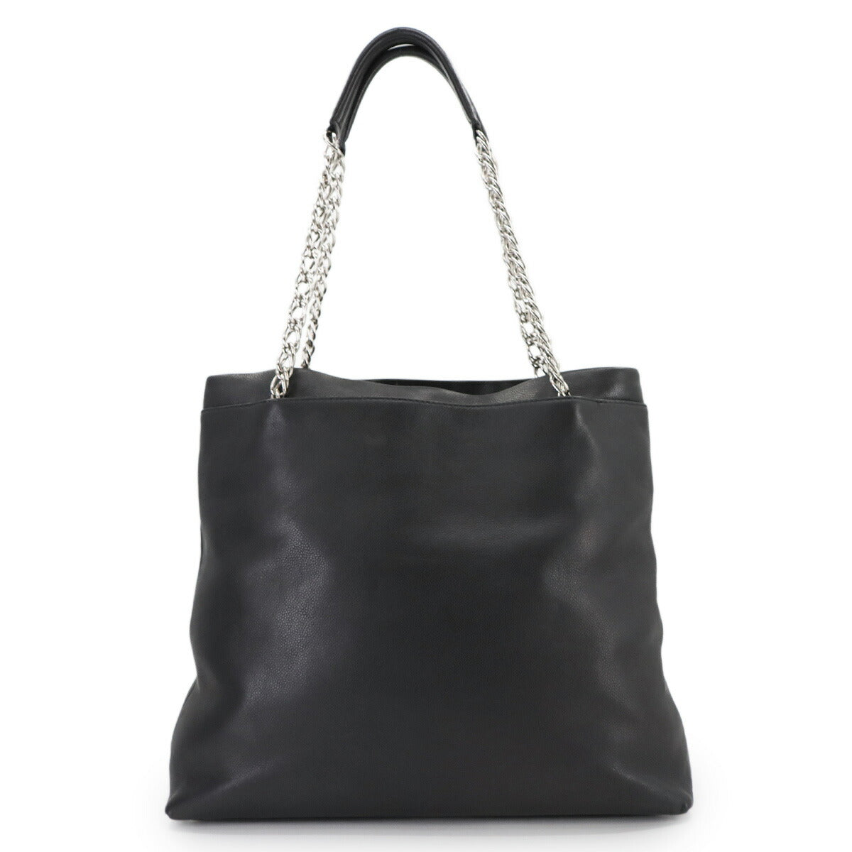 Chain Tote Bag Leather Black Coco Logos