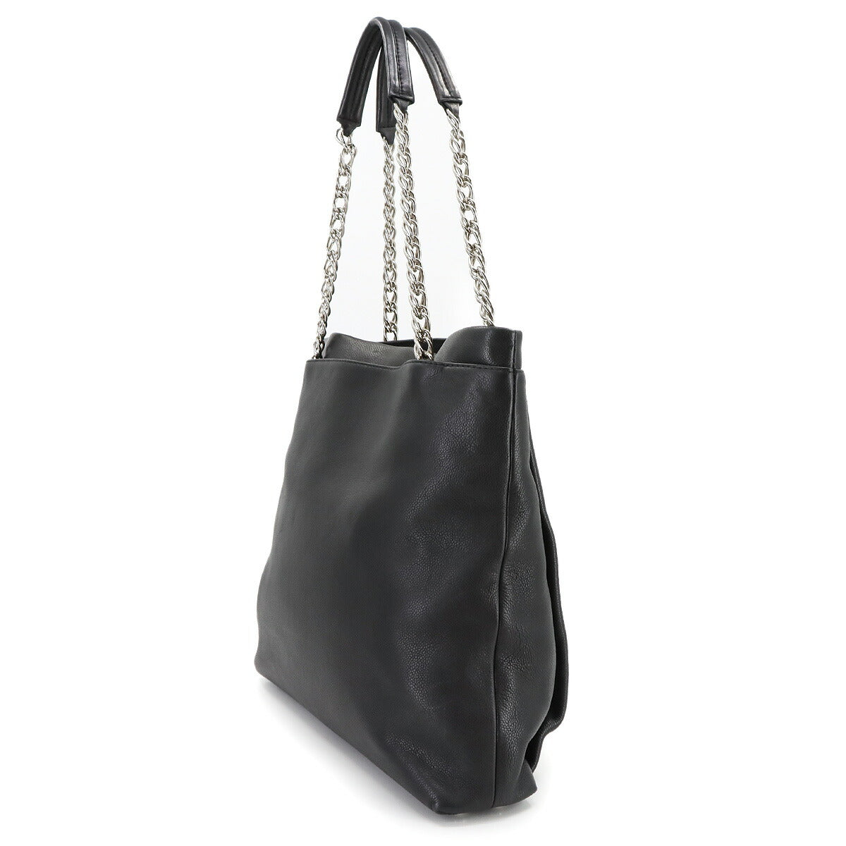 Chain Tote Bag Leather Black Coco Logos