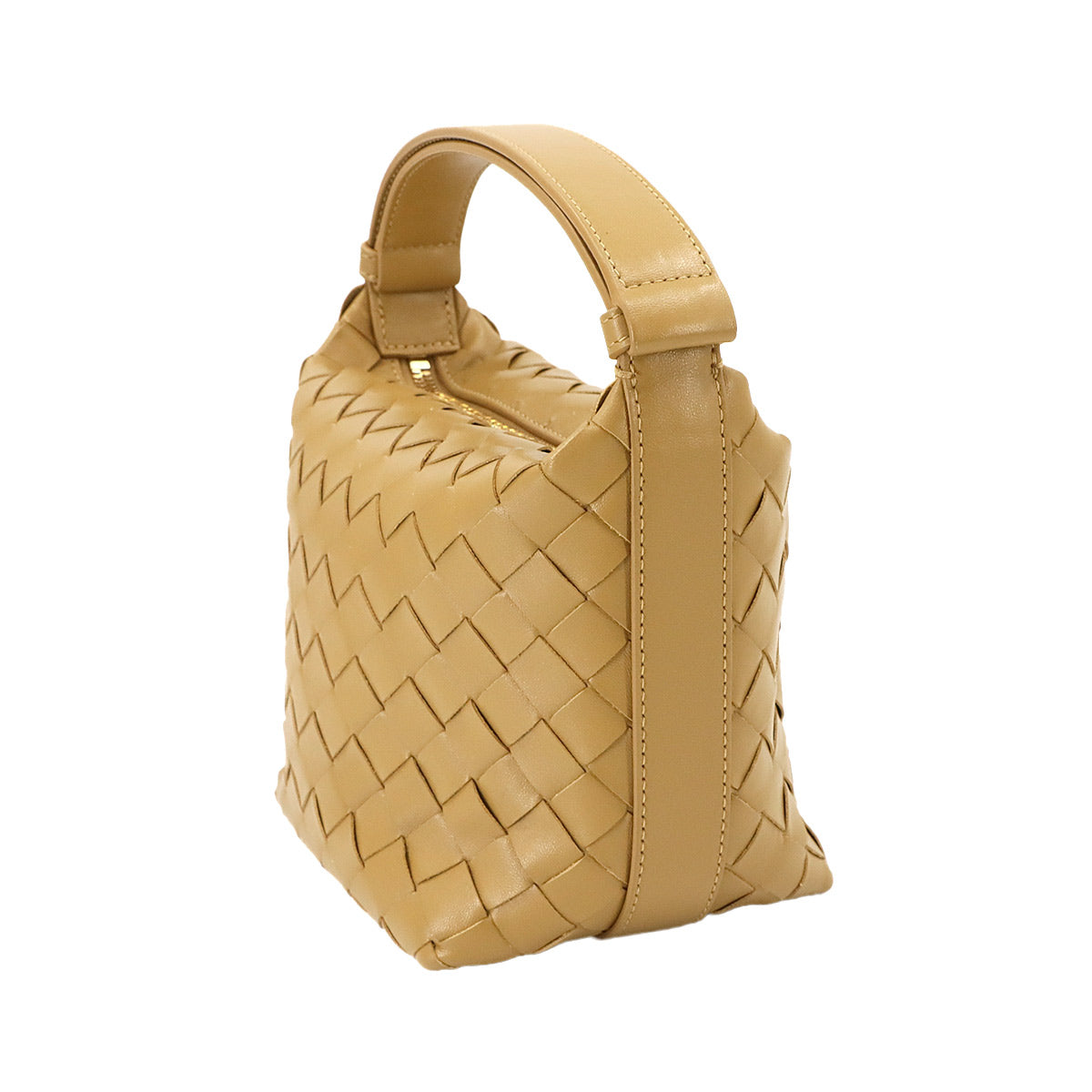 Intrecciato Wallace Hand Bag Lether Beige Purse