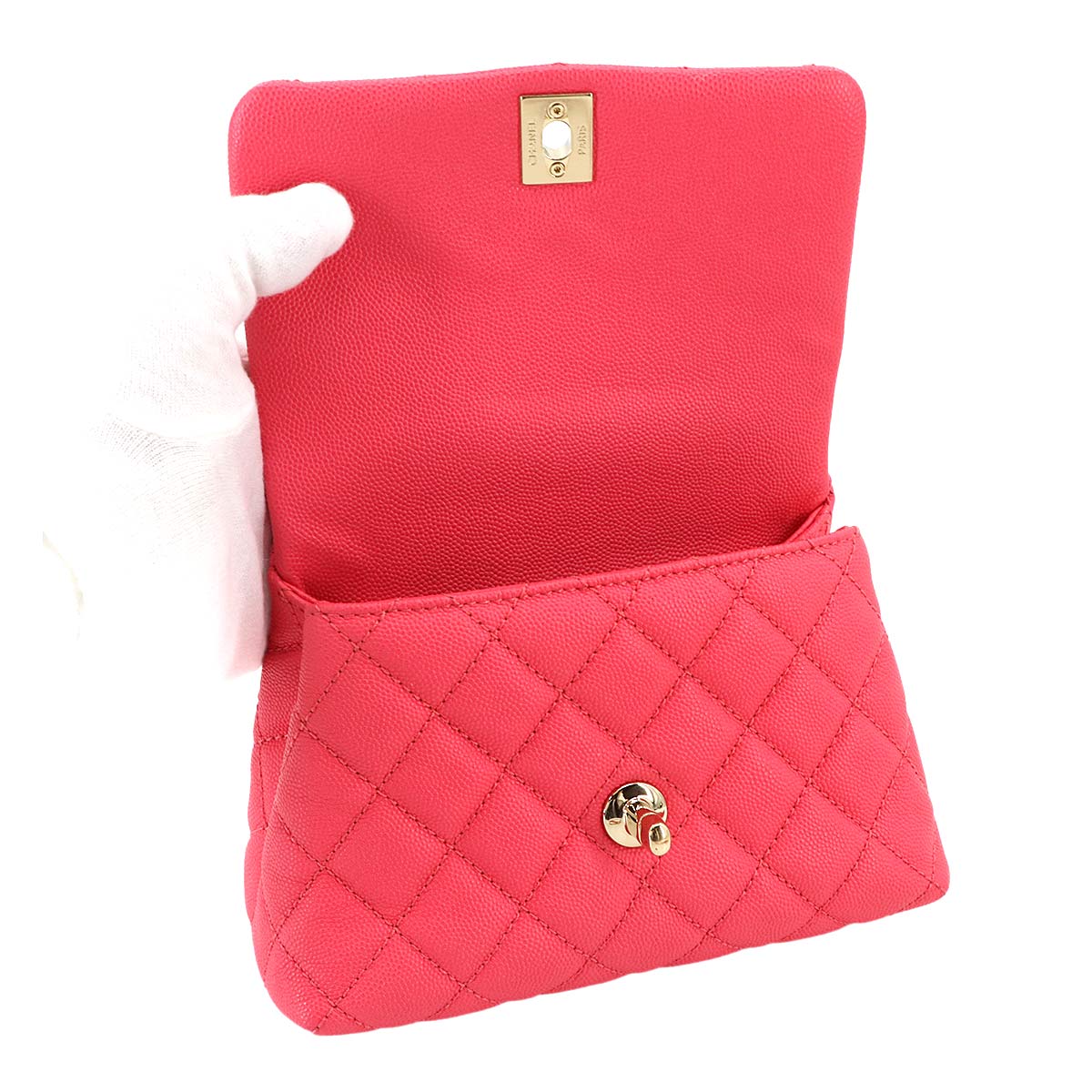Matelasse Hand Shoulder Bag Leather Pink AS2215 Purse