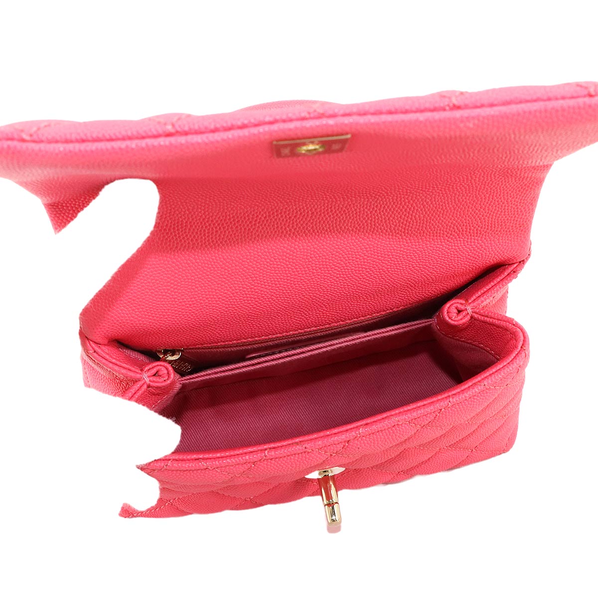 Matelasse Hand Shoulder Bag Leather Pink AS2215 Purse