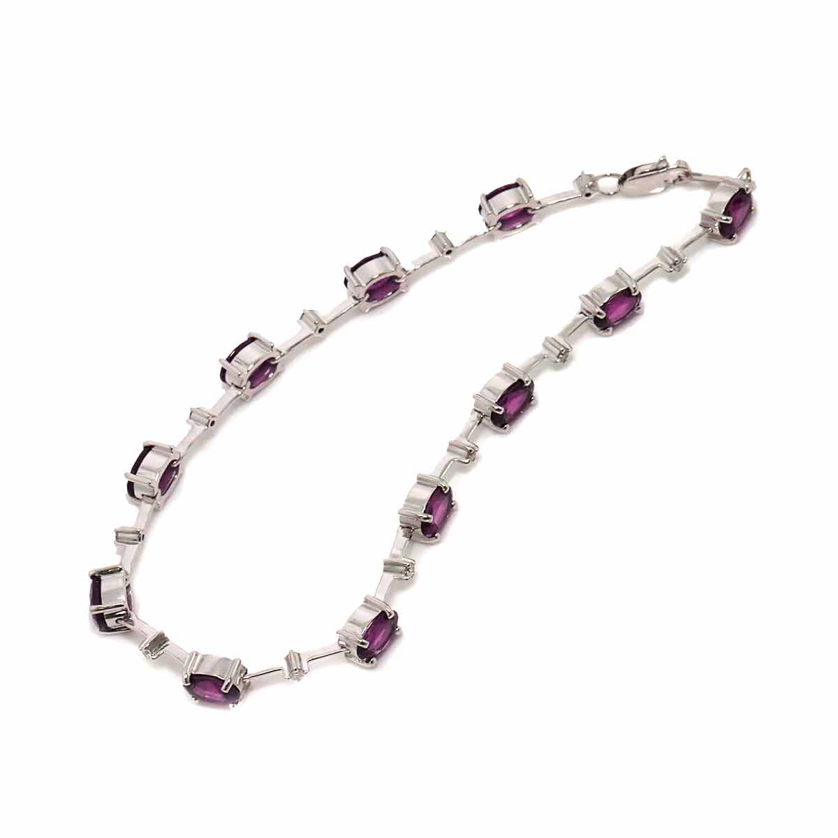Garnet 5.66ct Diamond 0.16ct Bracelet 18K K18 WG White Gold 750