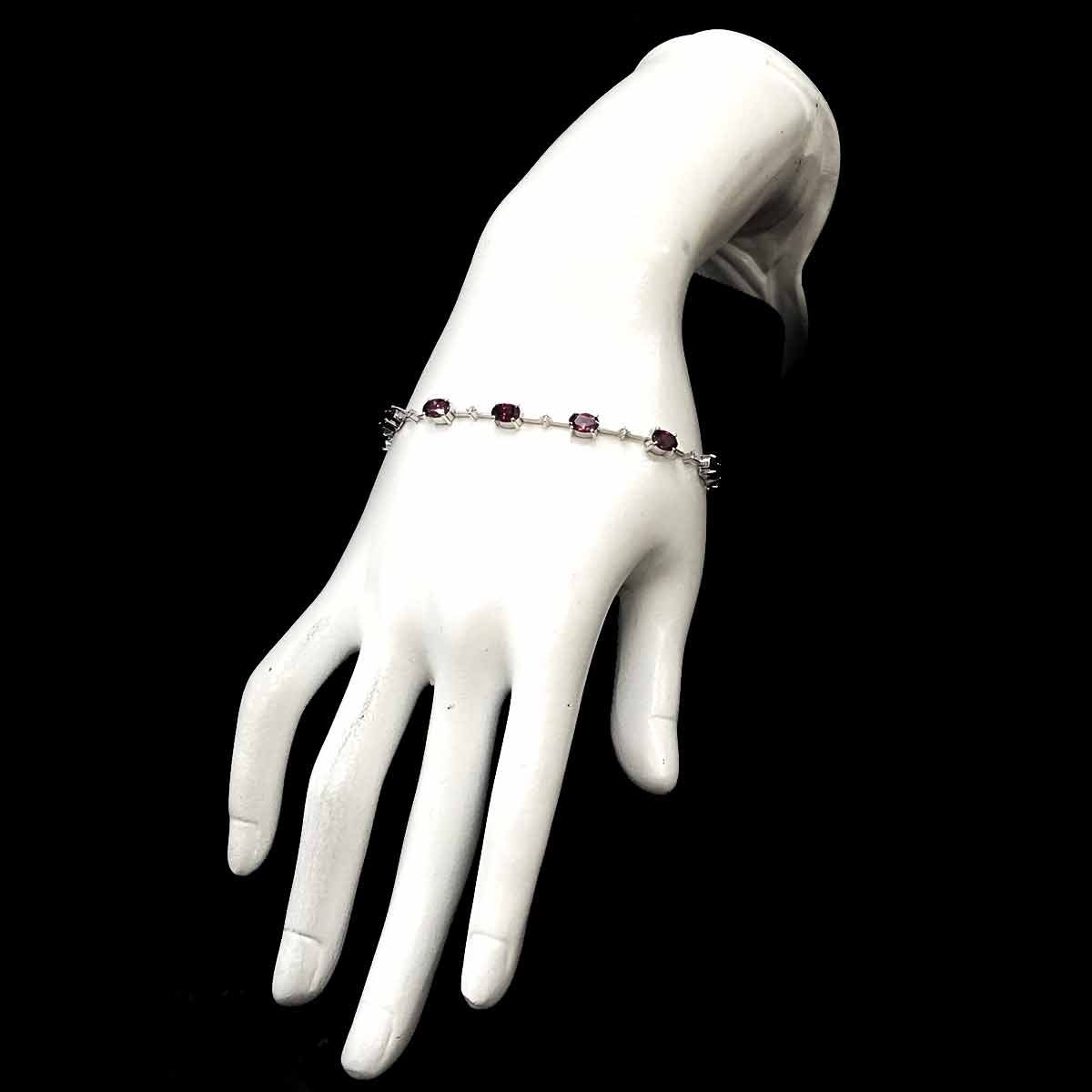 Garnet 5.66ct Diamond 0.16ct Bracelet 18K K18 WG White Gold 750