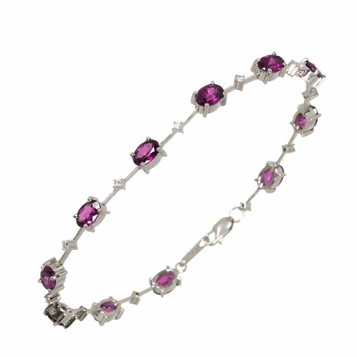 Garnet 5.66ct Diamond 0.16ct Bracelet 18K K18 WG White Gold 750
