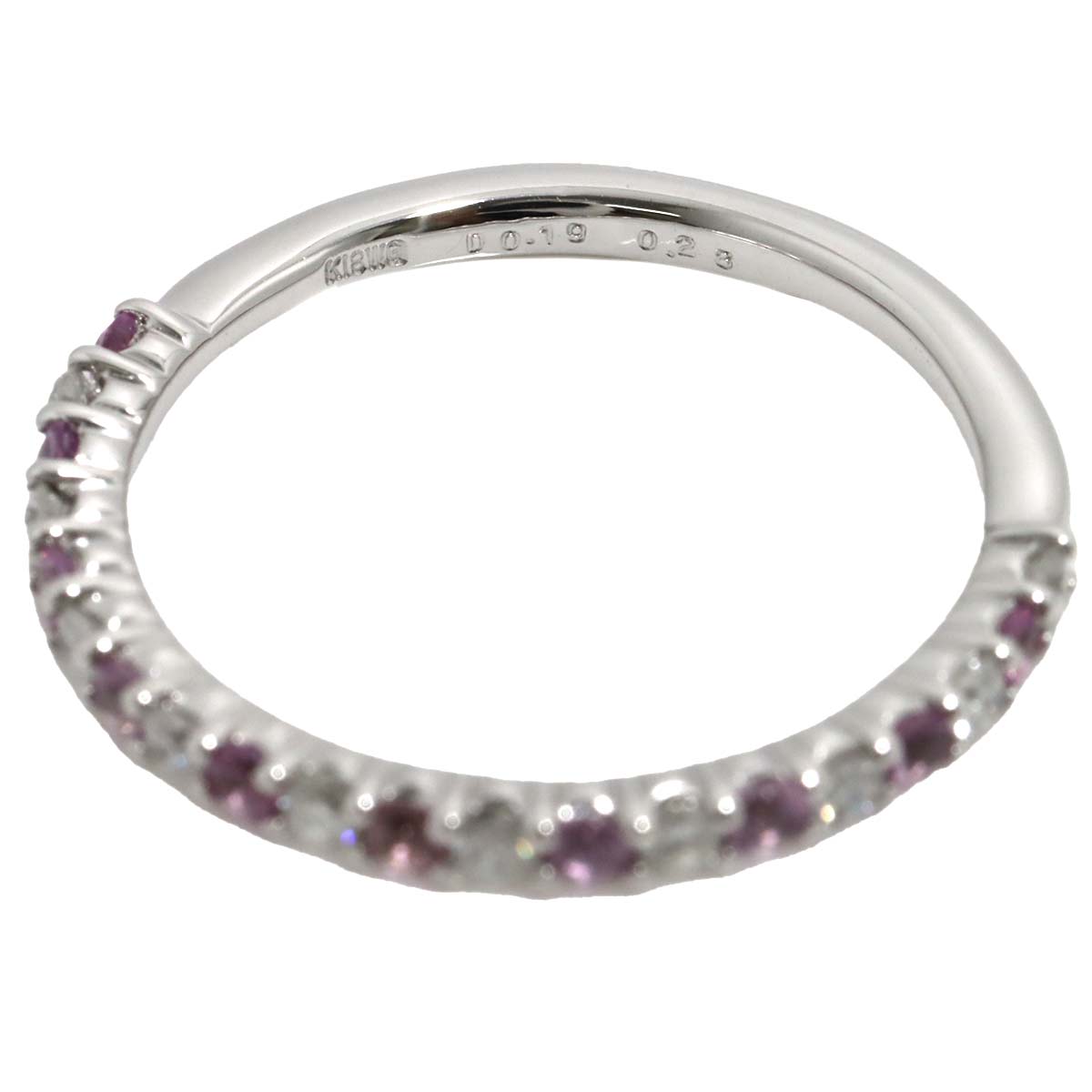 Sapphire 0.28ct Diamond 0.19ct Ring 18K K18 WG White Gold size6(US)