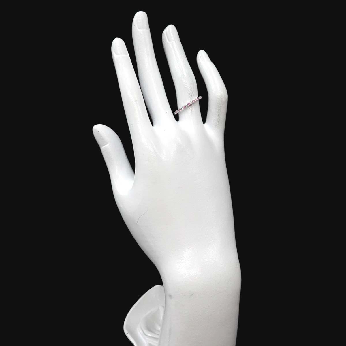 Sapphire 0.28ct Diamond 0.19ct Ring 18K K18 WG White Gold size6(US)