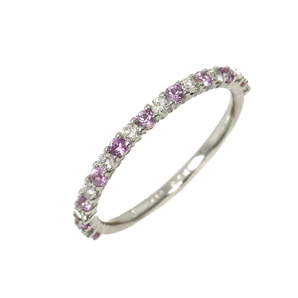 Sapphire 0.28ct Diamond 0.19ct Ring 18K K18 WG White Gold size6(US)