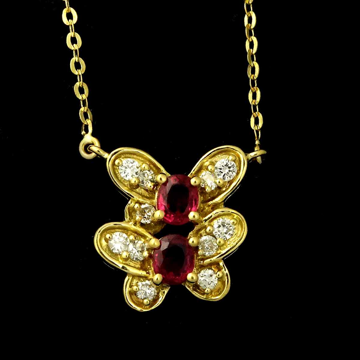 Ruby 0.66ct Diamond 0.26ct Necklace 18K 18K Yellow Gold 750