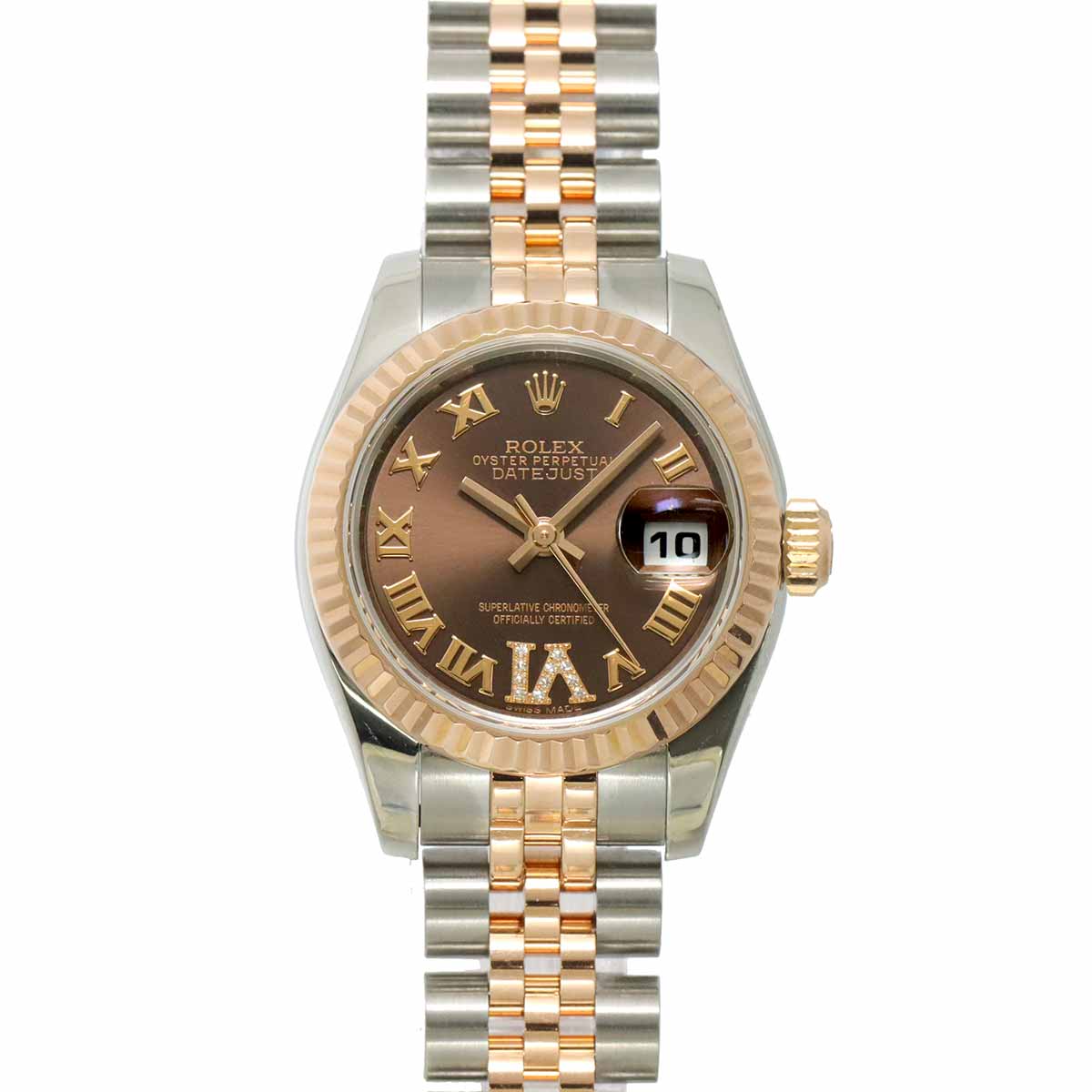 Datejust 179171 Two Tones 750 PG Automatic chocolate Dial Ladies
