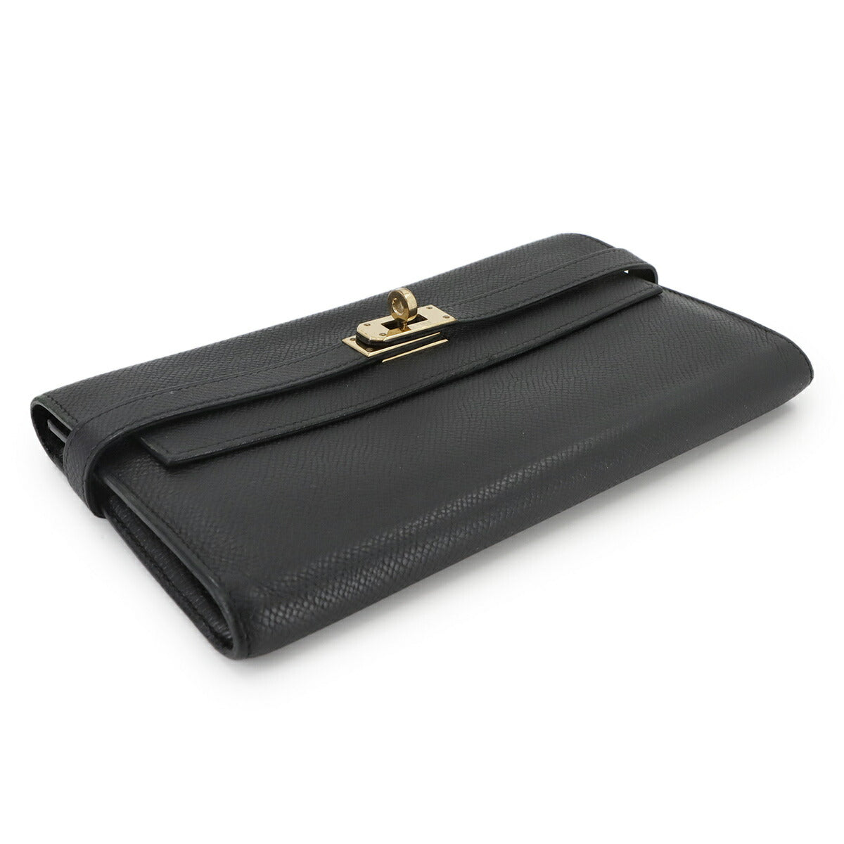 Kelly Wallet Veau Epsom Leather Black Purse