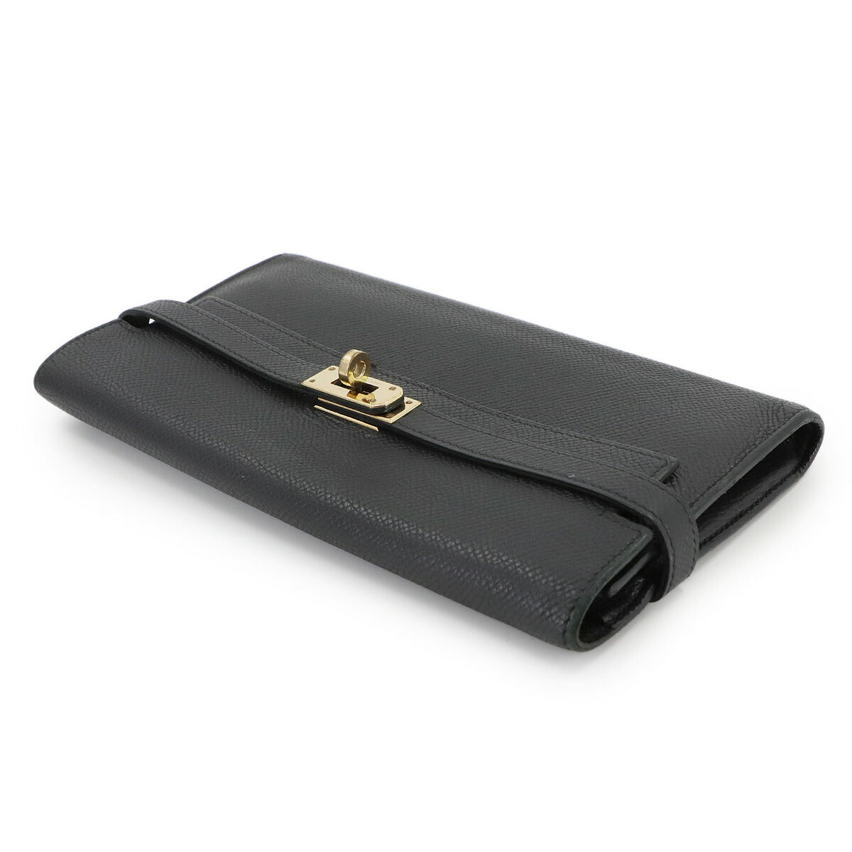 Kelly Wallet Veau Epsom Leather Black Purse