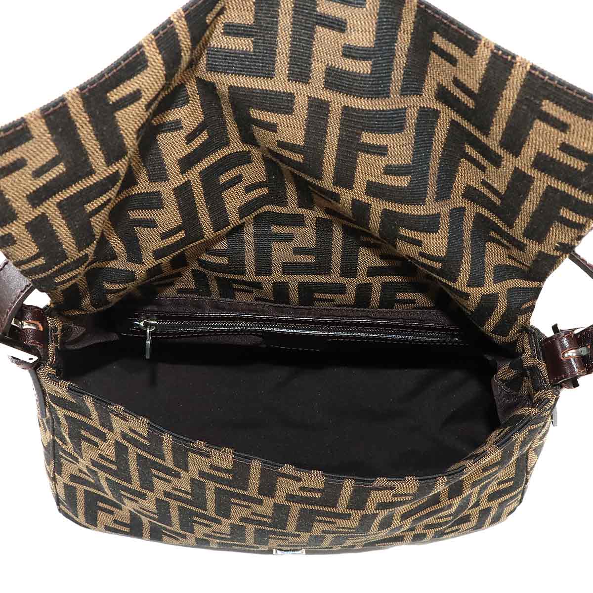 Zucca Mamma Baguette Shoulder Bag Canvas Leather Brown 26325