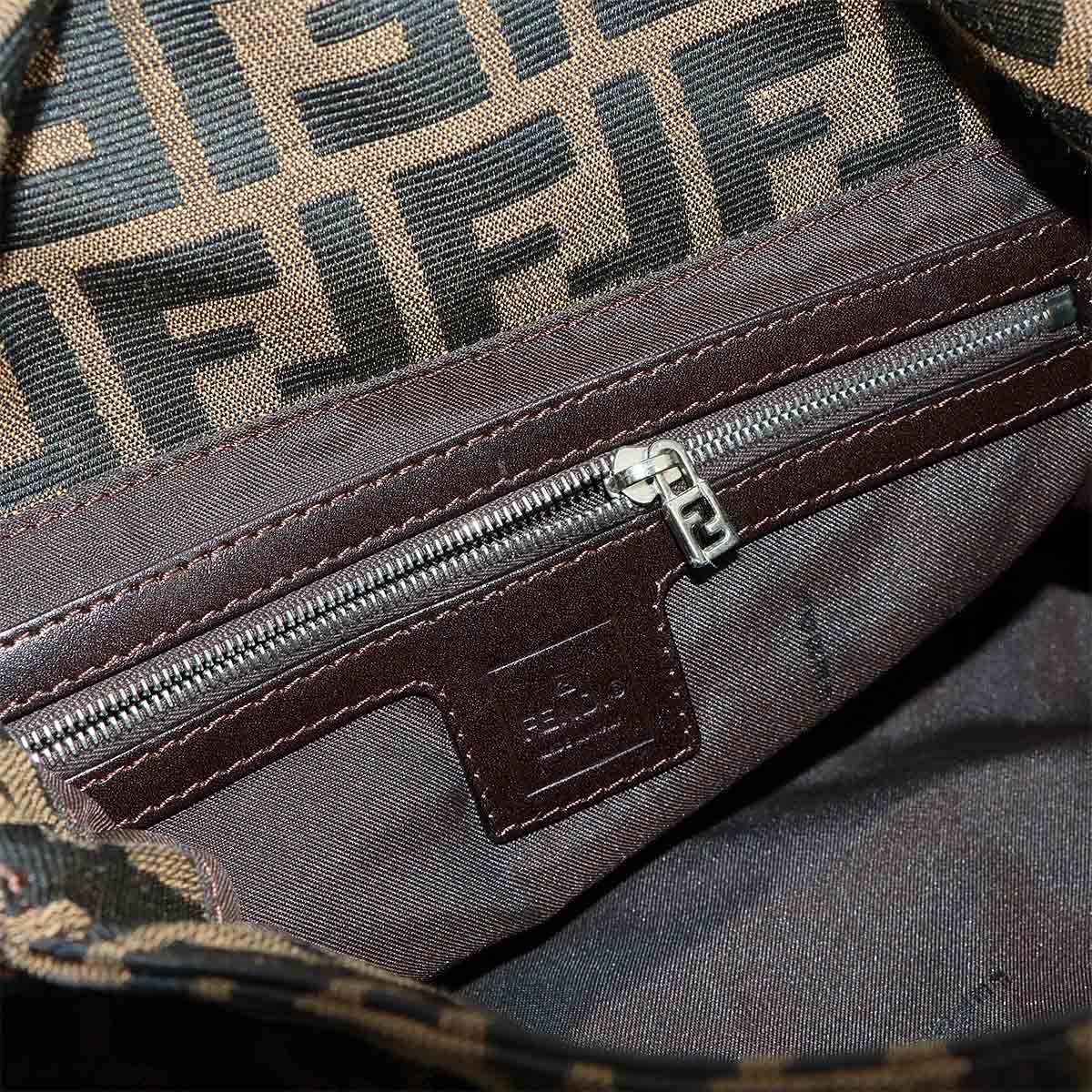 Zucca Mamma Baguette Shoulder Bag Canvas Leather Brown 26325