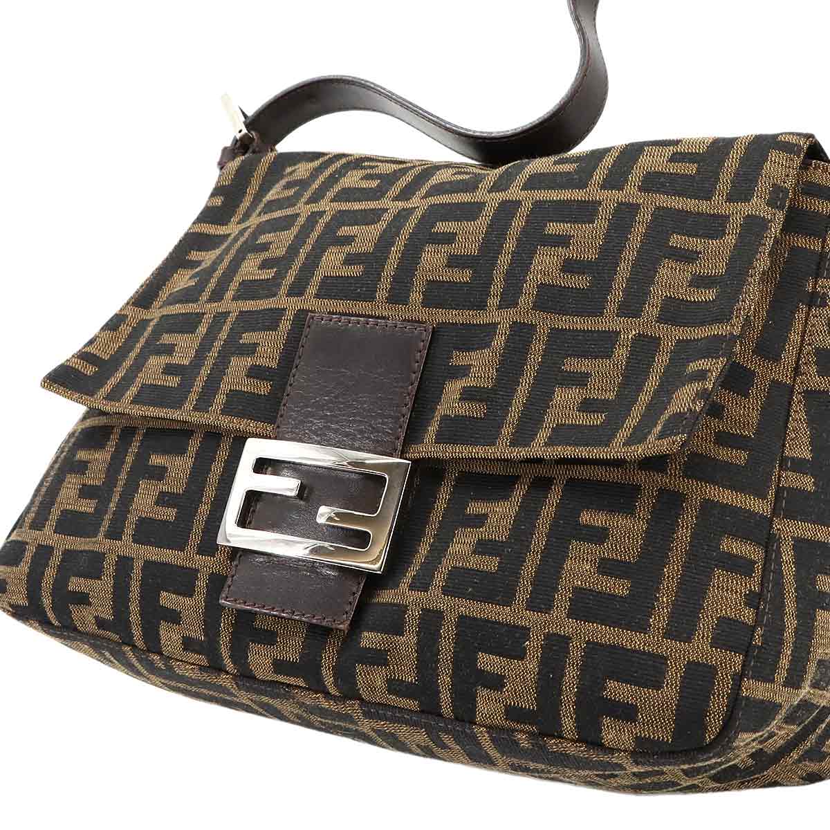 Zucca Mamma Baguette Shoulder Bag Canvas Leather Brown 26325