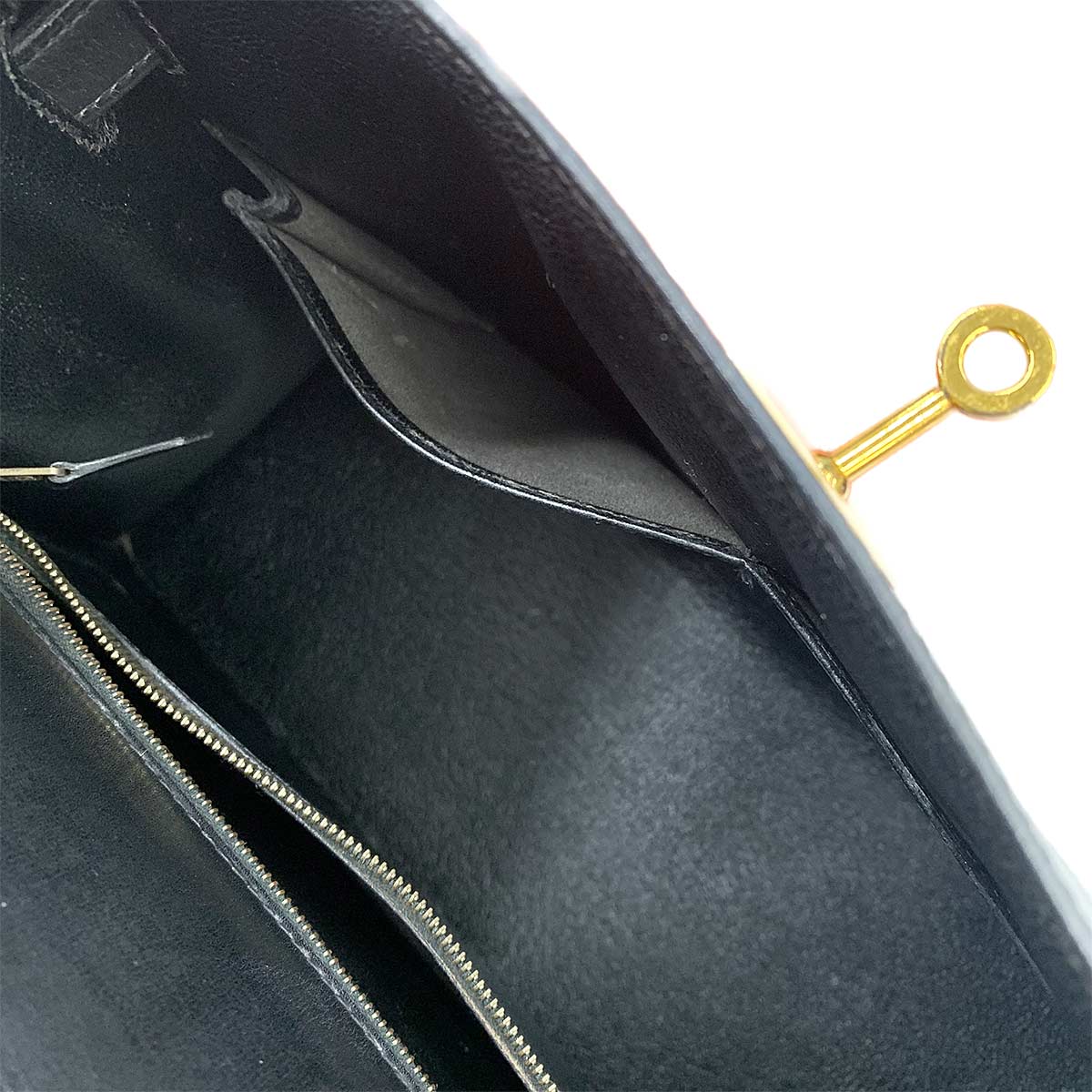 Kelly 28 Box carf Black 2way Hand Shoulder Bag Purse