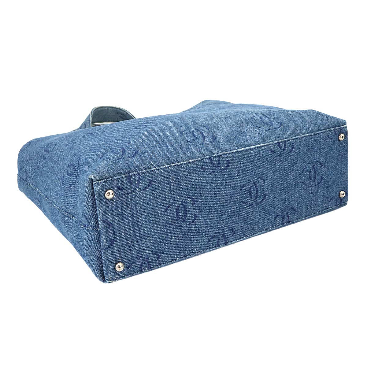 Plastic Chain Tote Bag Denim Blue Coco Mark Purse Vintage