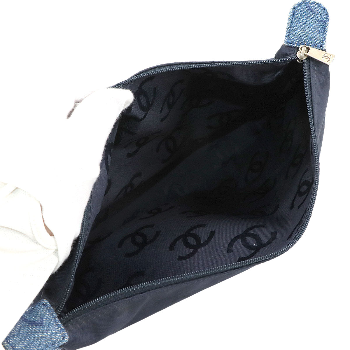 Plastic Chain Tote Bag Denim Blue Coco Mark Purse Vintage