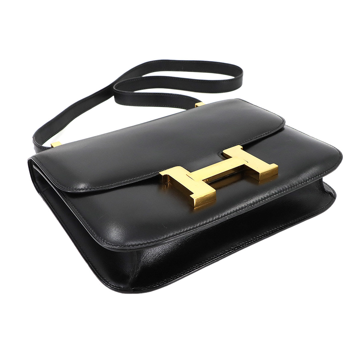 Constance 23 Shoulder Bag Box Calf Leather Black Vintage Purse