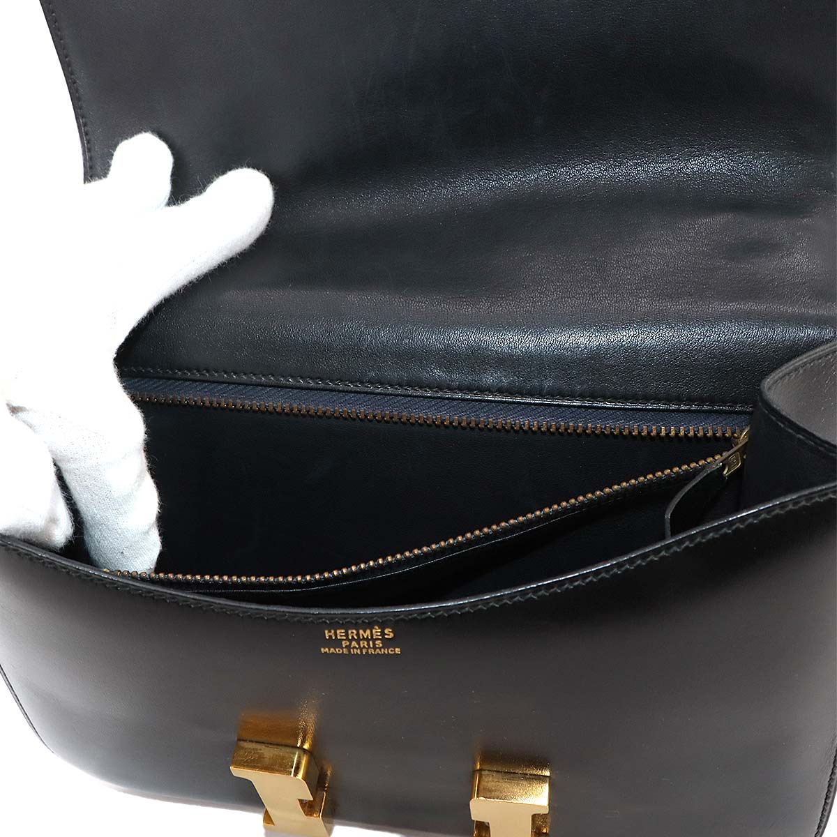 Constance 23 Shoulder Bag Box Calf Leather Black Vintage Purse