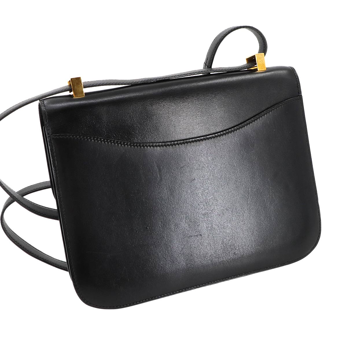 Constance 23 Shoulder Bag Box Calf Leather Black Vintage Purse