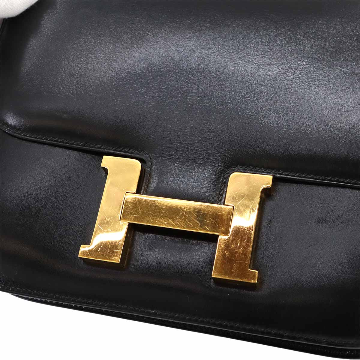Constance 23 Shoulder Bag Box Calf Leather Black Vintage Purse