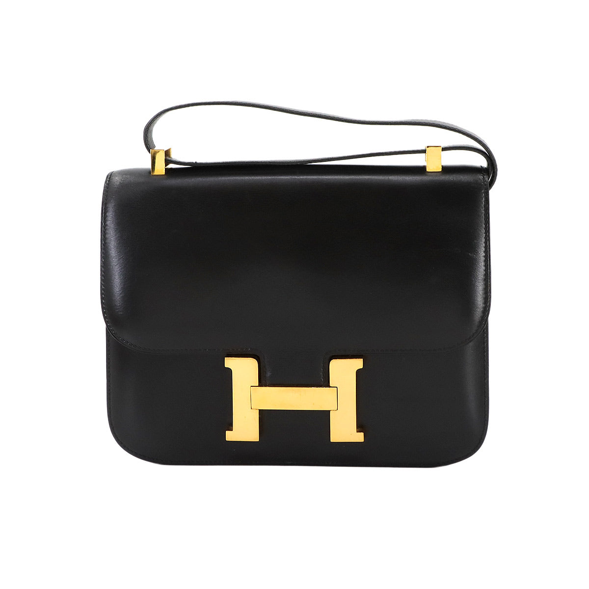 Constance 23 Shoulder Bag Box Calf Leather Black Vintage Purse
