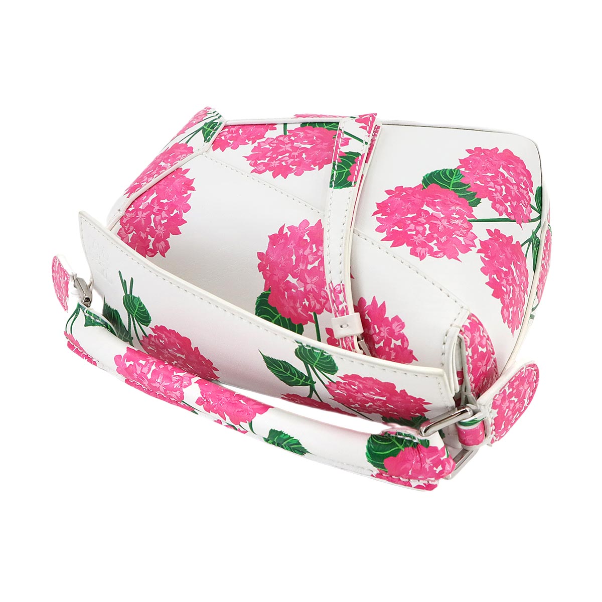 Puzzle Bag Mini Flower Hand Shoulder Bag Leather White Pink