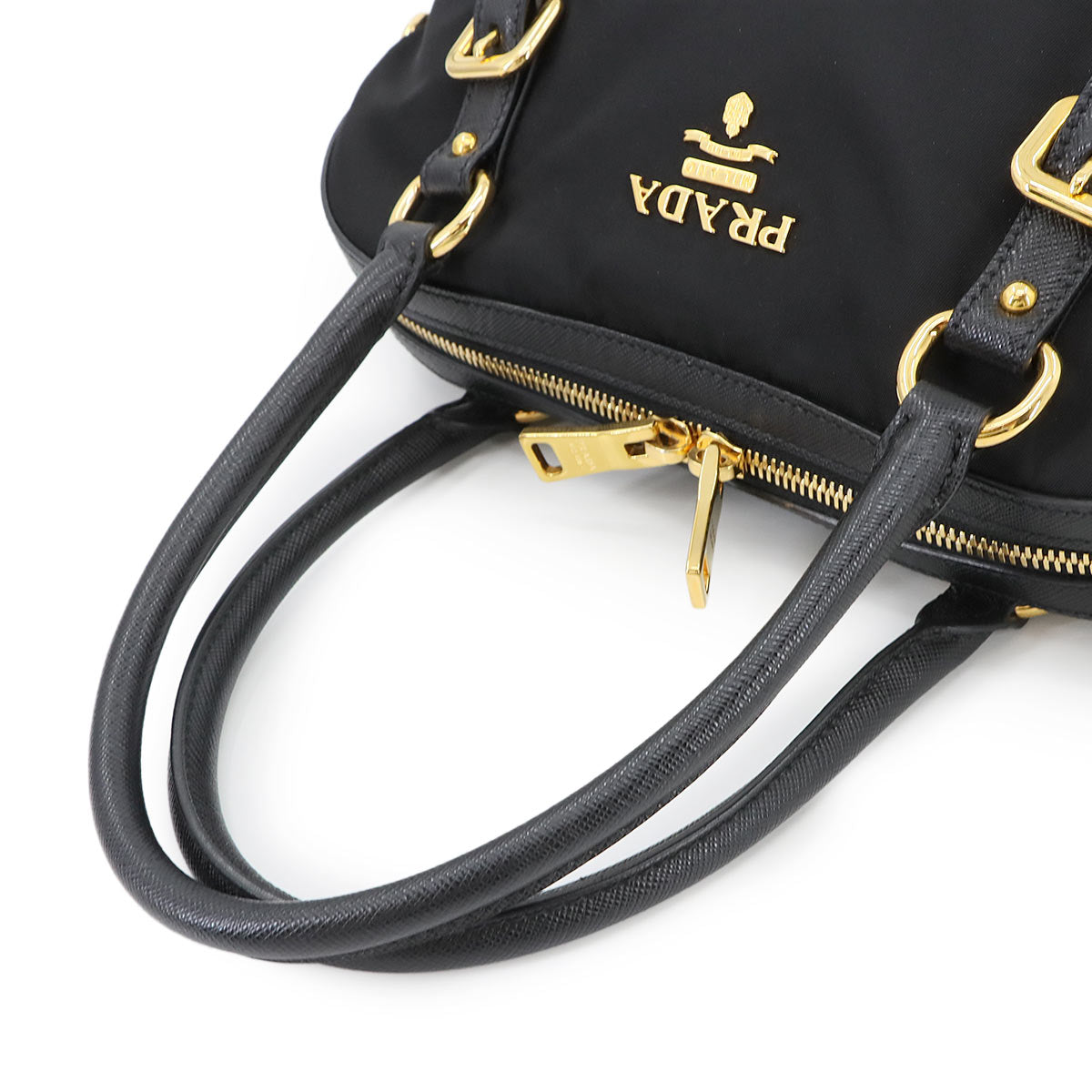 Hand Shoulder Bag Nylo Saffiano leather Nero 1BB013 Purse