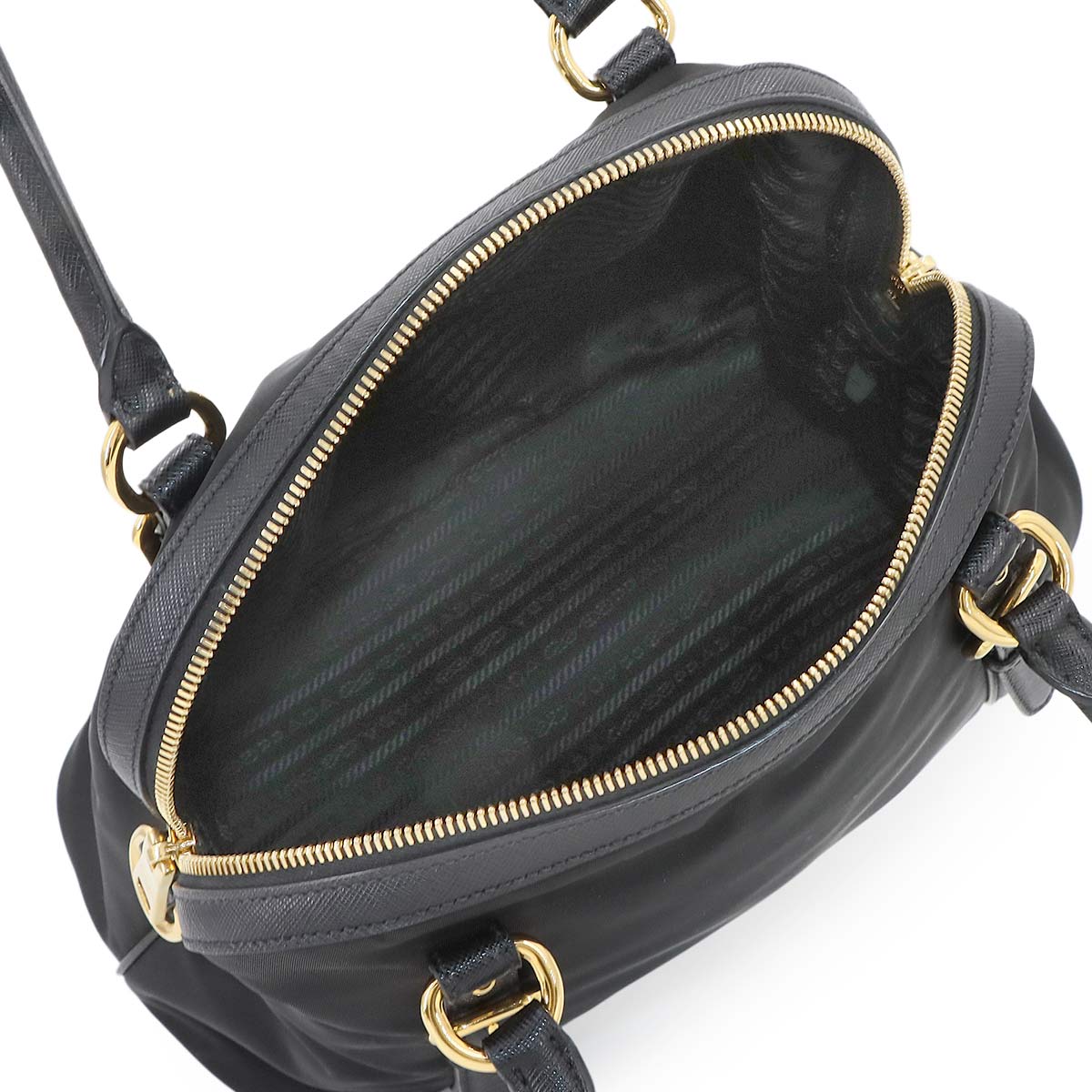 Hand Shoulder Bag Nylo Saffiano leather Nero 1BB013 Purse