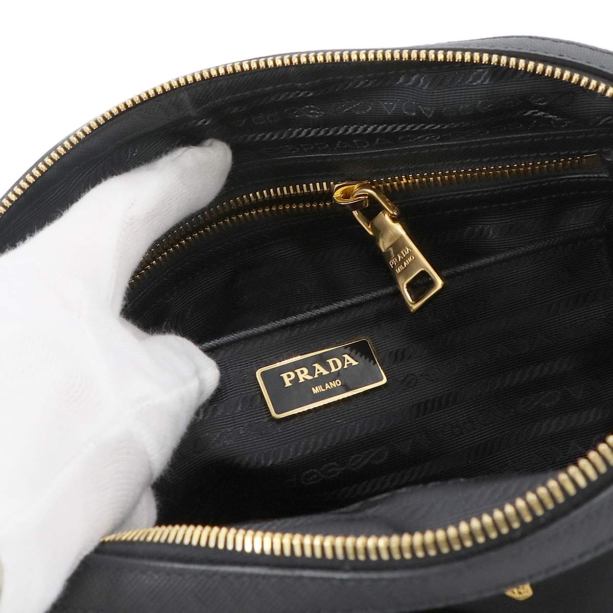 Hand Shoulder Bag Nylo Saffiano leather Nero 1BB013 Purse