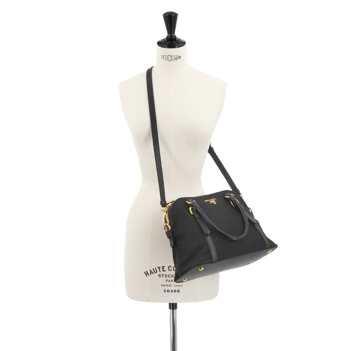 Hand Shoulder Bag Nylo Saffiano leather Nero 1BB013 Purse