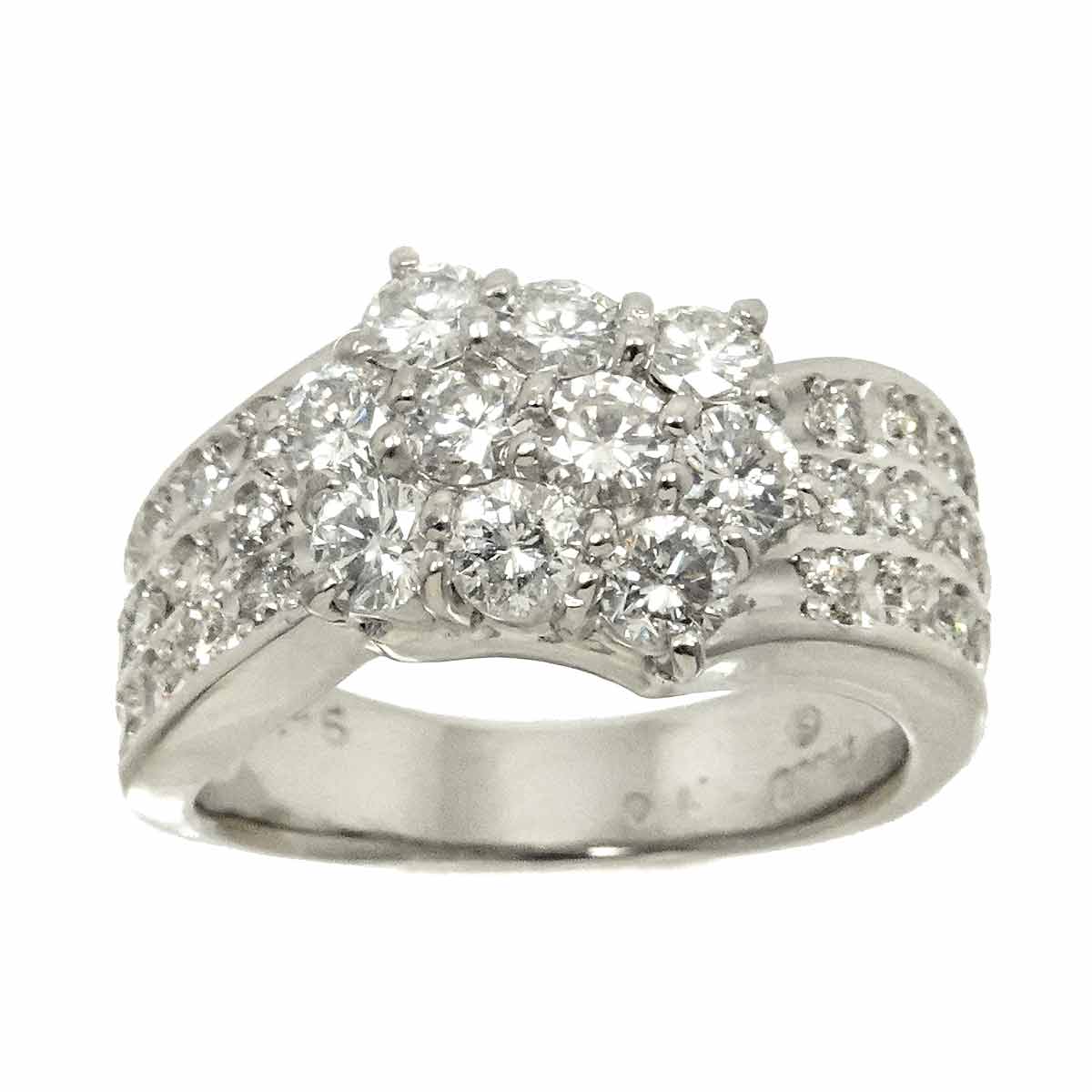 Diamond 1.10ct/0.45ct Ring Pt Platinum size6-6.25(US)