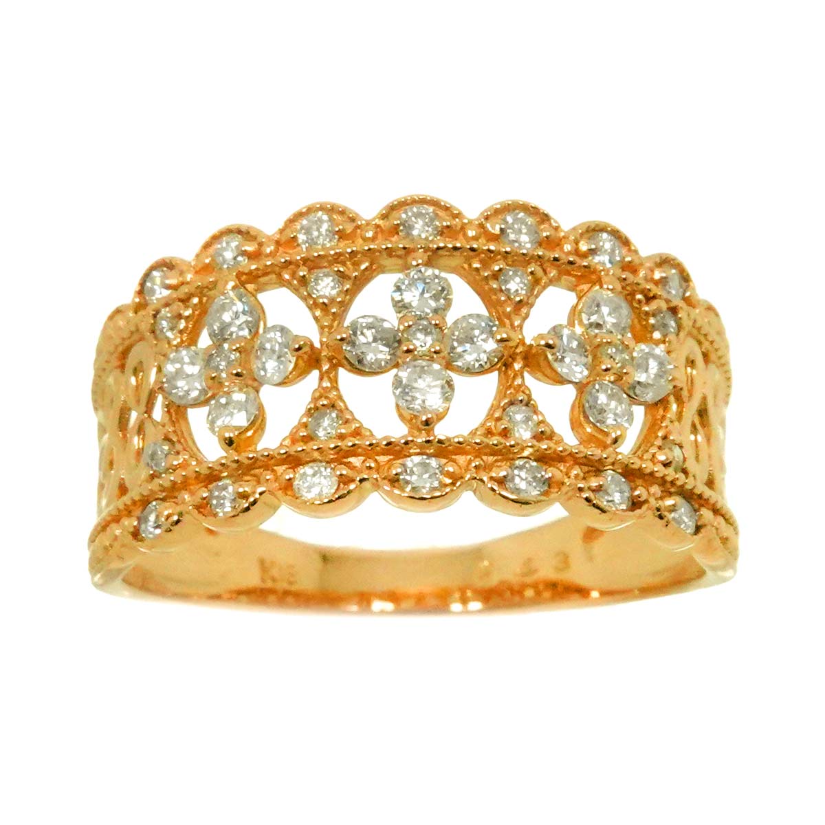 Diamond 0.43ct Ring 18K PG Pink Gold 750 Size6.25-6.5(US)