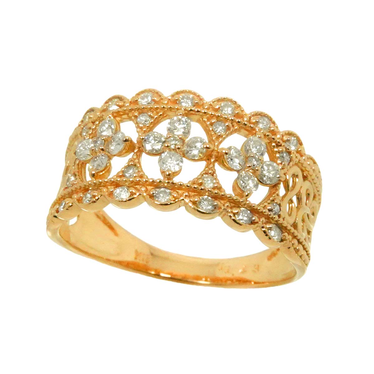 Diamond 0.43ct Ring 18K PG Pink Gold 750 Size6.25-6.5(US)