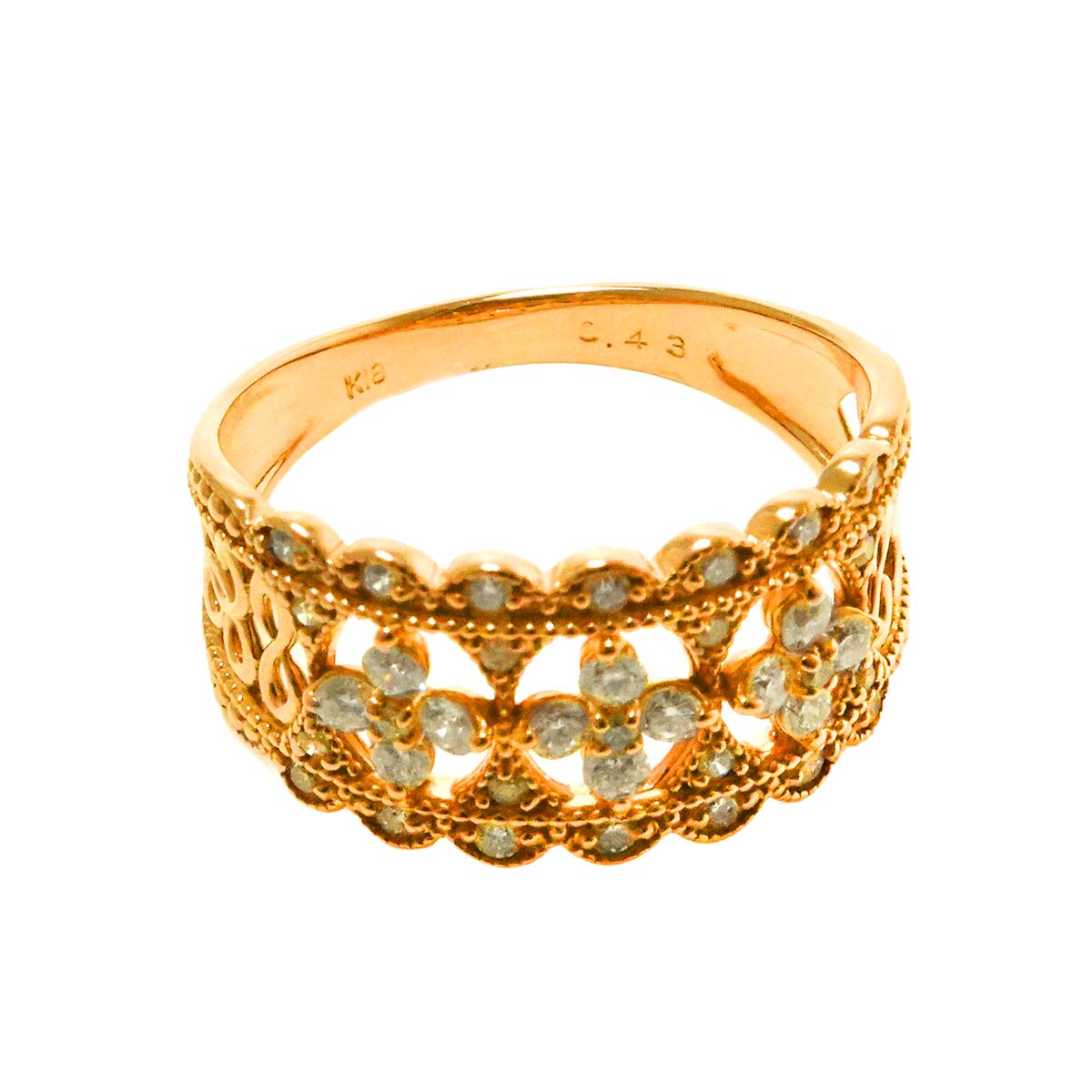 Diamond 0.43ct Ring 18K PG Pink Gold 750 Size6.25-6.5(US)