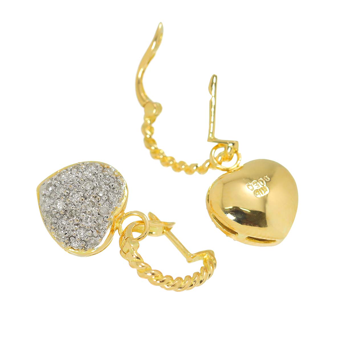 Diamond Earrings Pierced 18K YG Yellow Gold 750