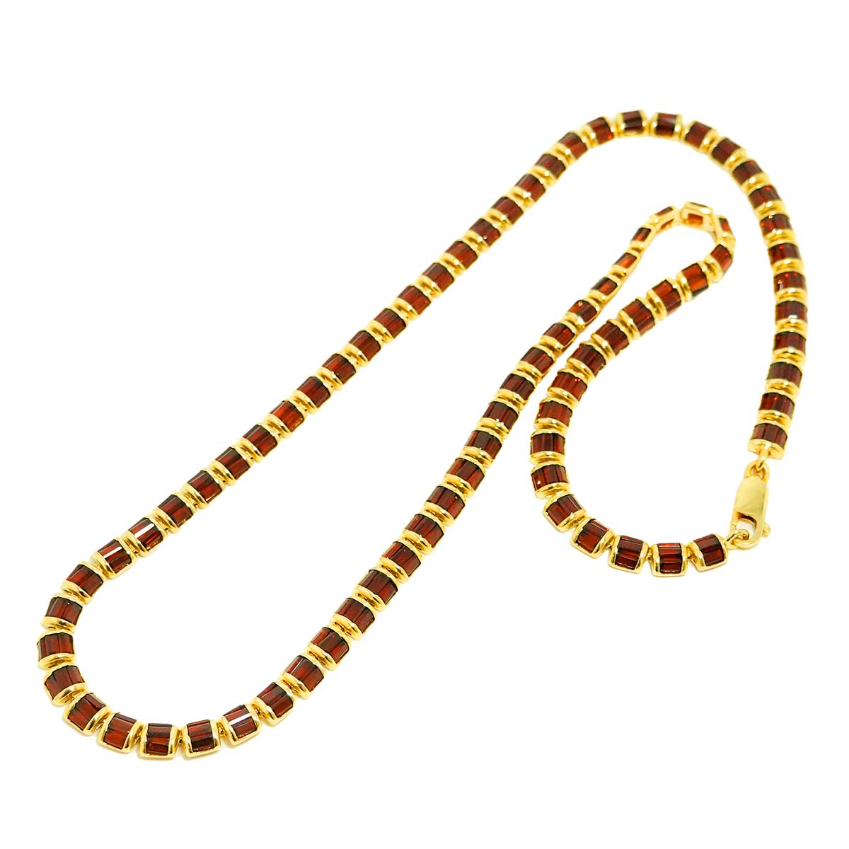 Garnet Necklace 18K YG Yellow Gold 750