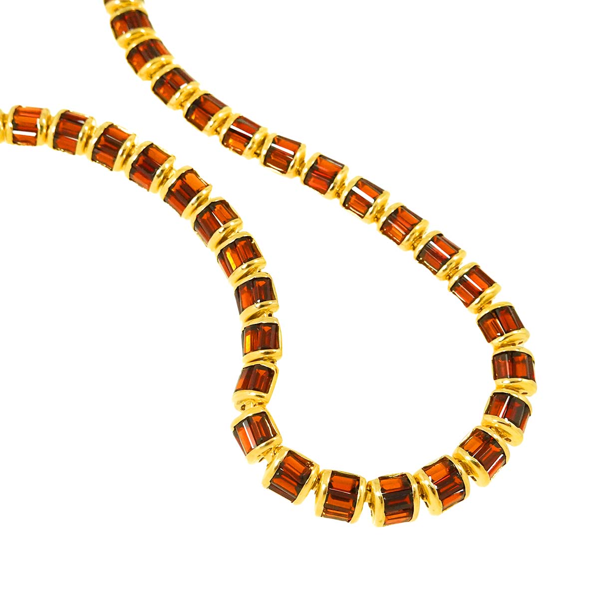 Garnet Necklace 18K YG Yellow Gold 750