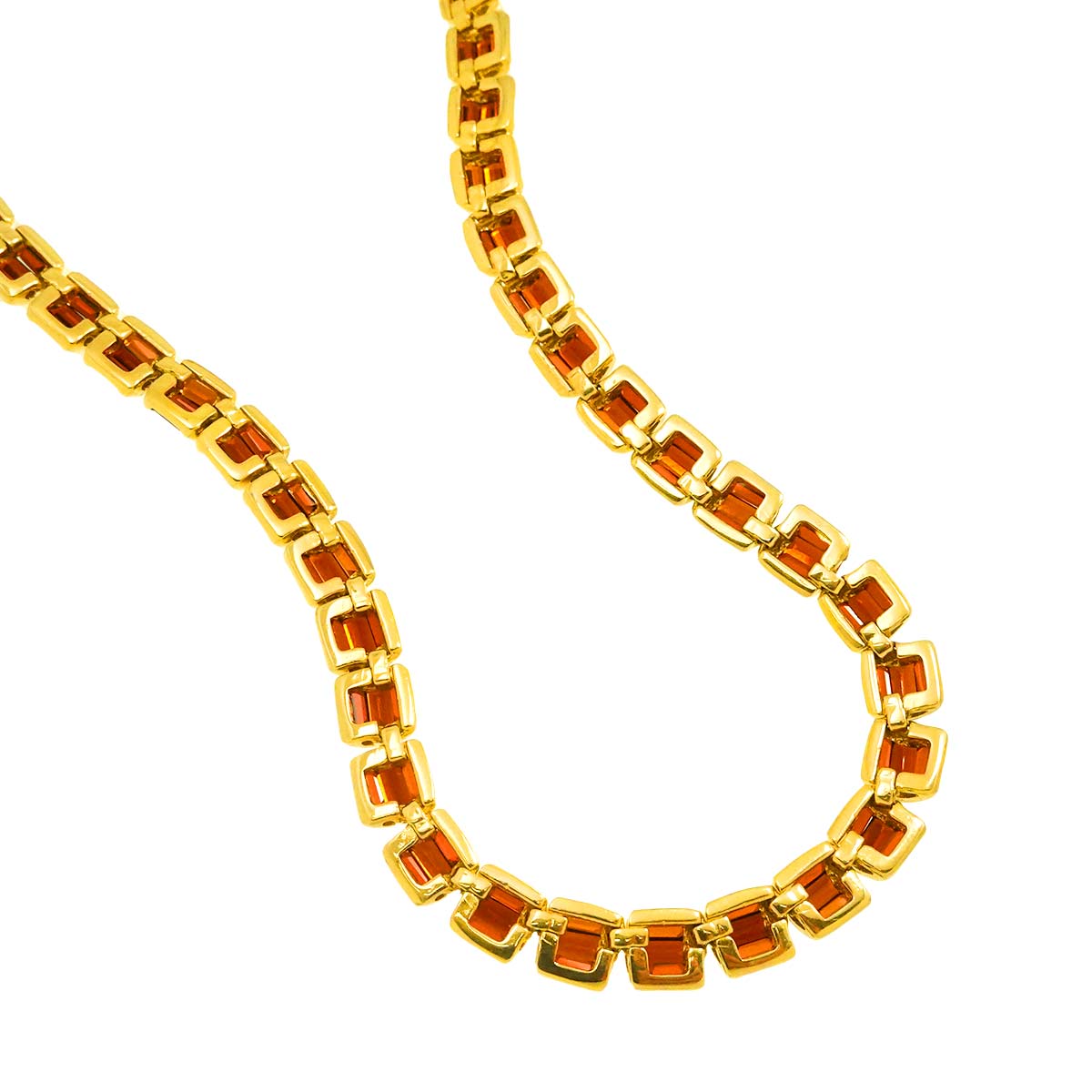 Garnet Necklace 18K YG Yellow Gold 750