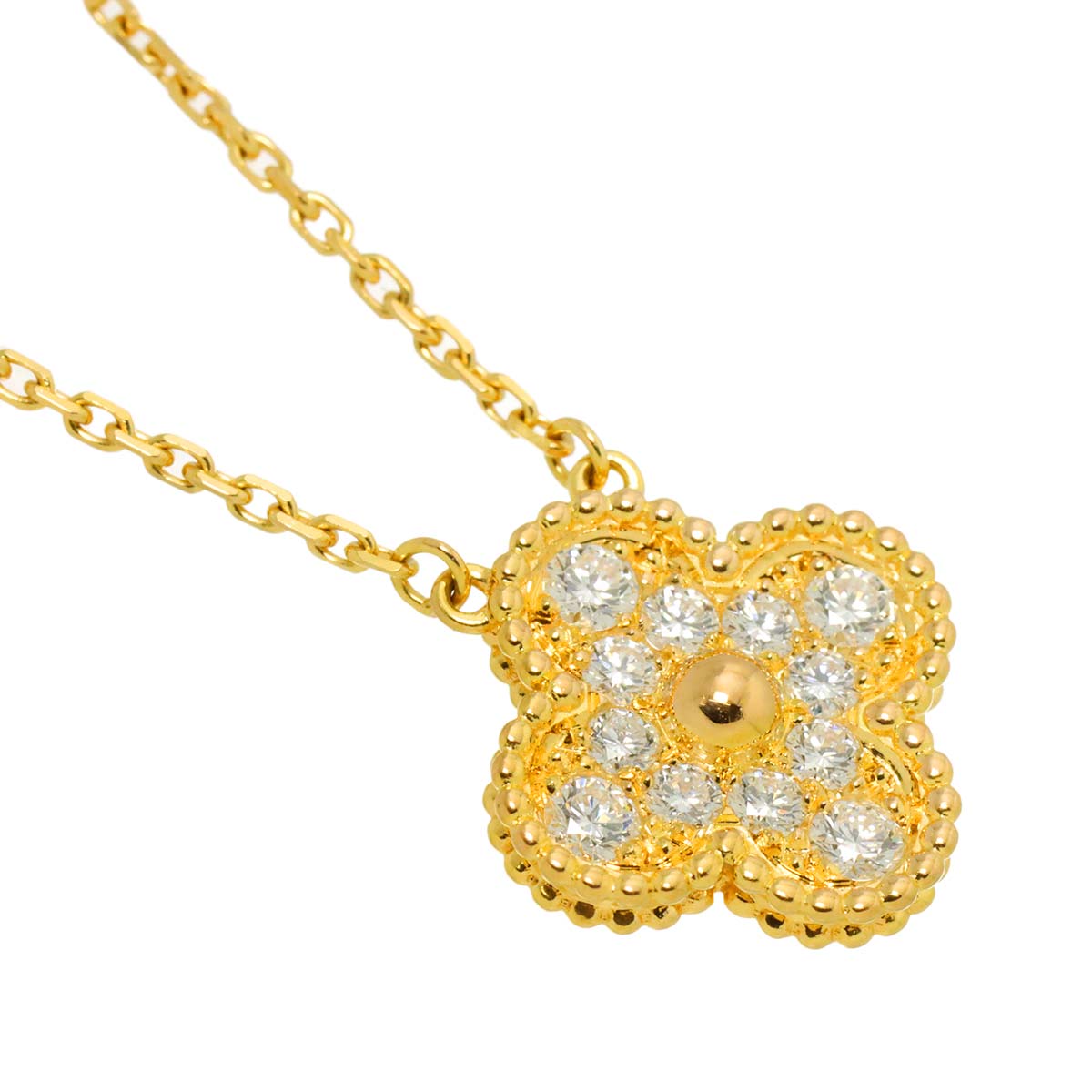 Vintage Alhambra Diamond Necklace 18K PG 750