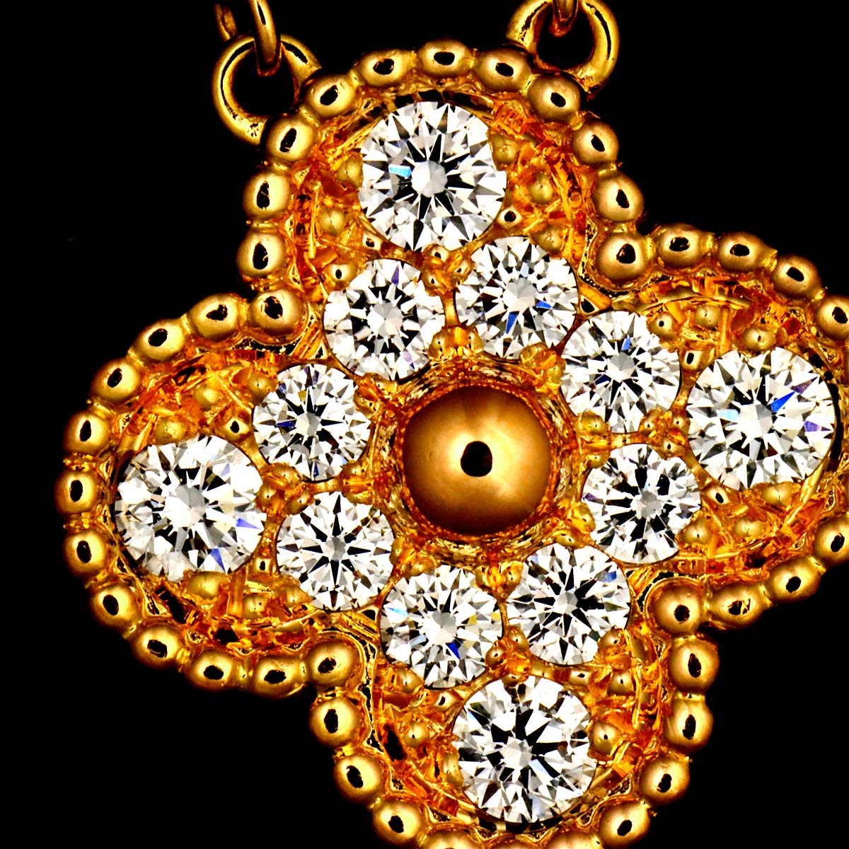 Vintage Alhambra Diamond Necklace 18K PG 750