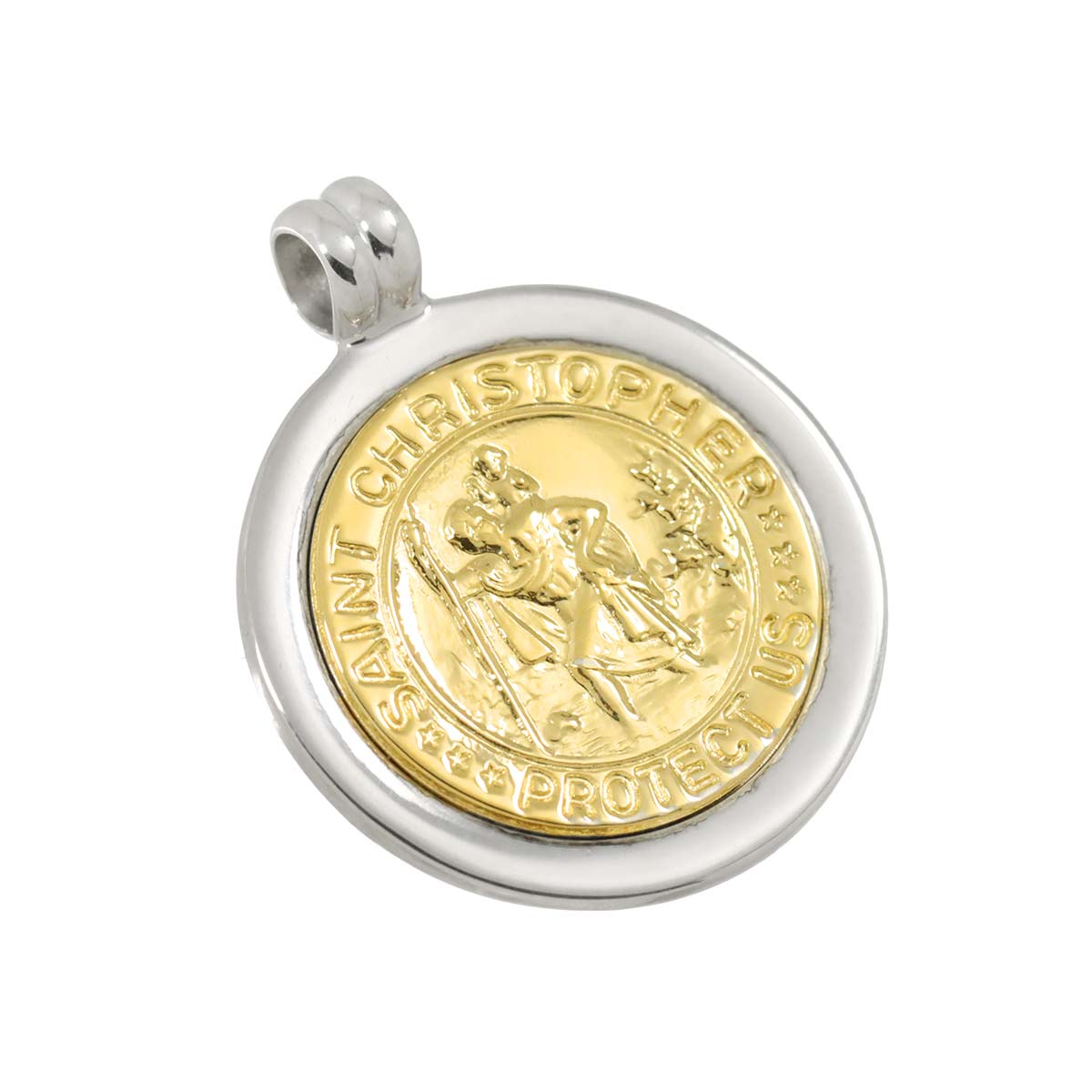 St. Christopher Coin Pendant SV 18K Yellow Gold 750