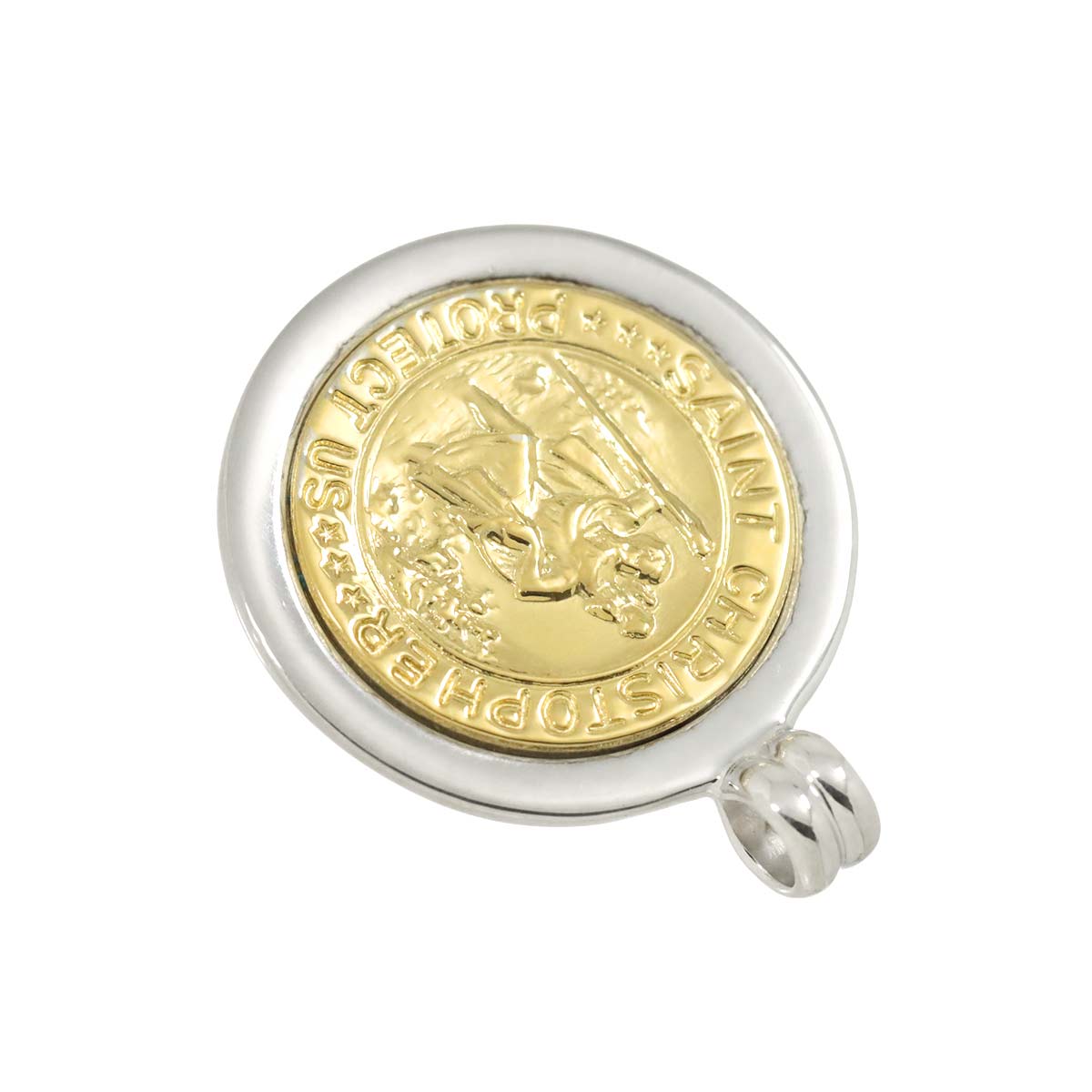 St. Christopher Coin Pendant SV 18K Yellow Gold 750